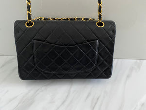 Authentic Pre-Loved Chanel Black Vintage Medium Flap with Gold Hardware
