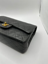 Load image into Gallery viewer, Authentic Chanel preloved Vintage Medium black Flap with Gold Hardware