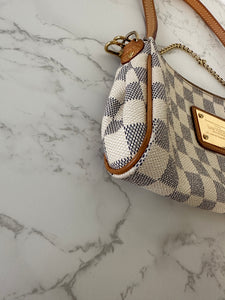 authentic preloved Louis Vuitton Damier azure ava clutch
