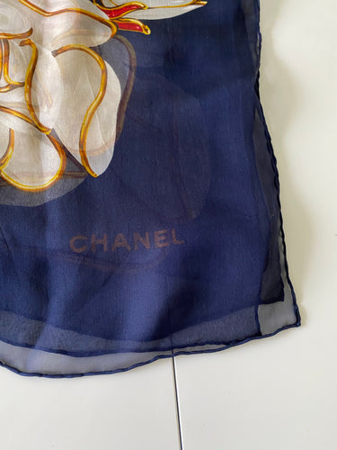 Authentic preowned Chanel floral multicolor scarf